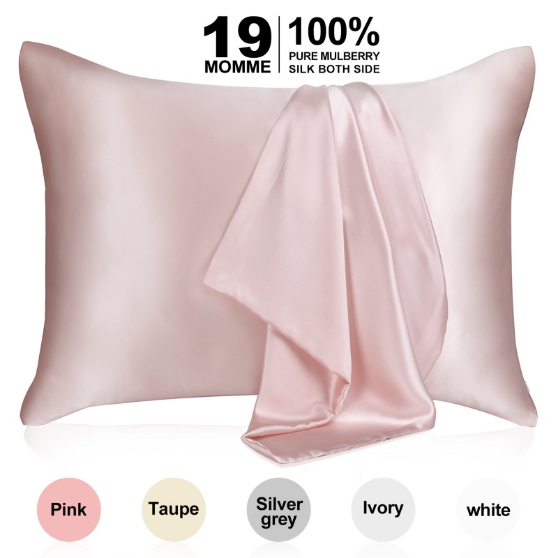 Pure Mulberry Silk - 22 Momme 6A High -Grade Fibre - Silk Pillow Cover Para sa Buhok at Balat - Regular, Queen & King na may Nakatagong Zipper